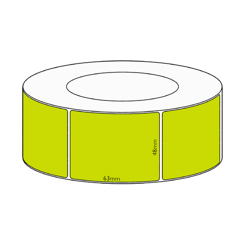 48x63mm Green Direct Thermal Permanent Label, 2250 per roll, 76mm core