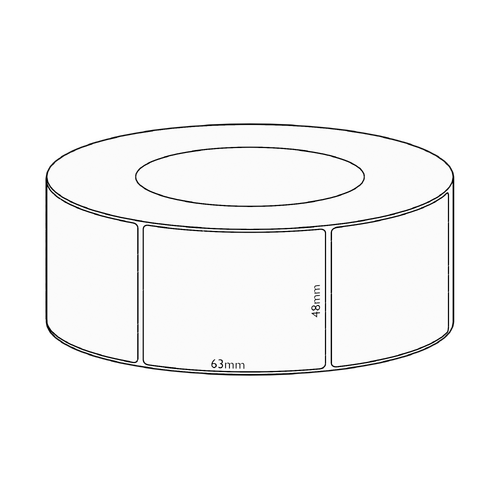 48x63mm Direct Thermal Permanent Label, 2250 per roll, 76mm core