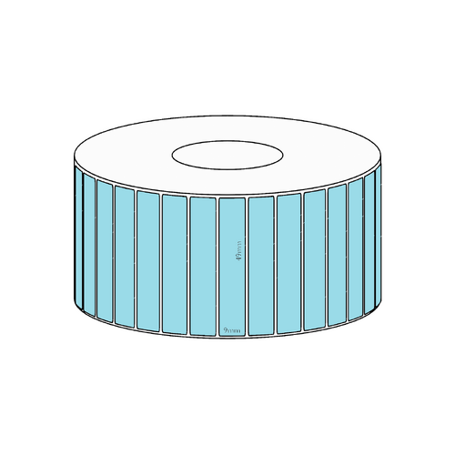 49x9mm Blue Direct Thermal Permanent Label, 4150 per roll, 38mm core