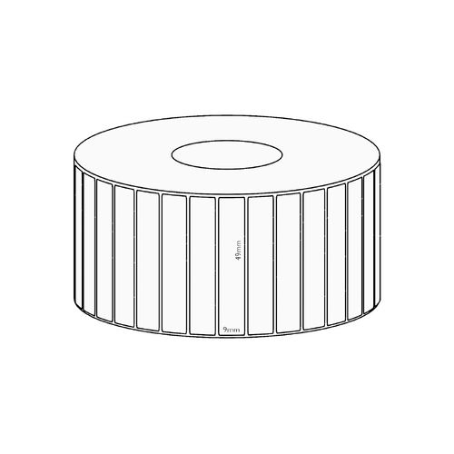 49x9mm Direct Thermal Permanent Label, 4150 per roll, 38mm core