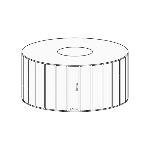 50x12mm Direct Thermal Permanent Label, 3350 per roll, 38mm core