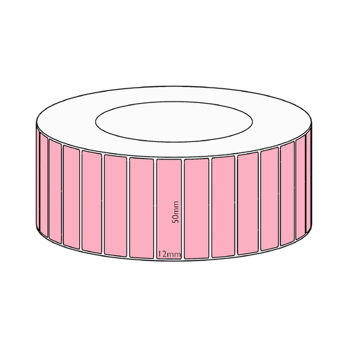50x12mm Pink Direct Thermal Permanent Label, 10000 per roll, 76mm core