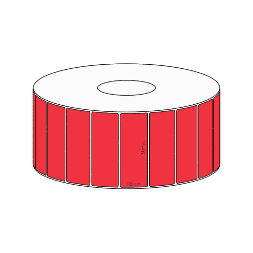 50x18mm Red Direct Thermal Permanent Label, 2400 per roll, 38mm core