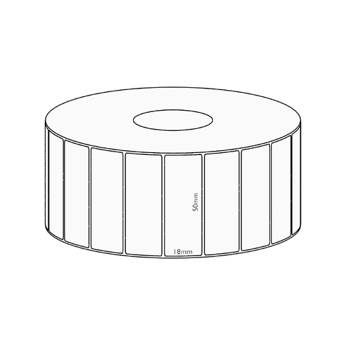 50x18mm Direct Thermal Permanent Label, 2400 per roll, 38mm core