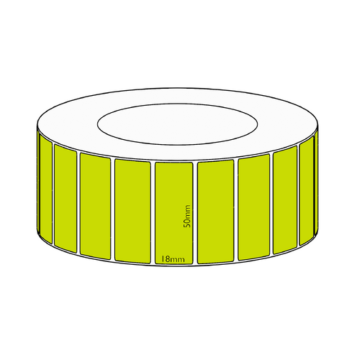 50x18mm Green Direct Thermal Permanent Label, 7150 per roll, 76mm core