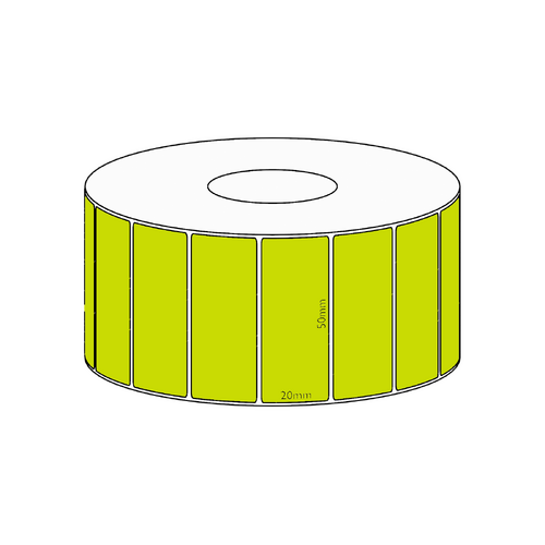 50x20mm Green Direct Thermal Permanent Label, 2150 per roll, 38mm core