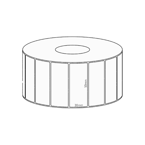 50x20mm Direct Thermal Permanent Label, 2150 per roll, 38mm core