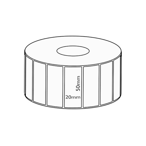 50x20mm Direct Thermal Permanent Label, 2500 per roll, 38mm core
