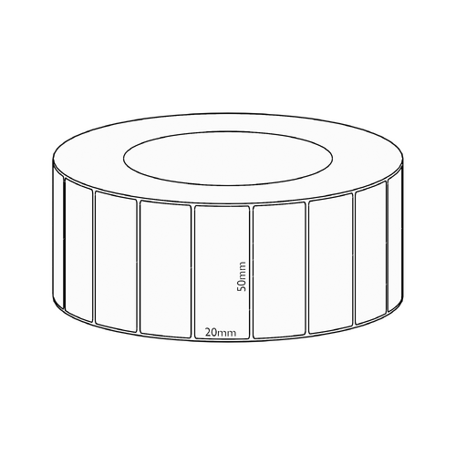 50x20mm Direct Thermal Permanent Label, 6500 per roll, 76mm core