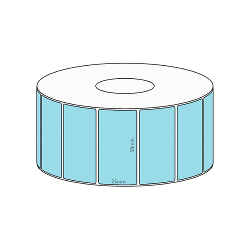 50x25mm Blue Direct Thermal Permanent Label, 1800 per roll, 38mm core