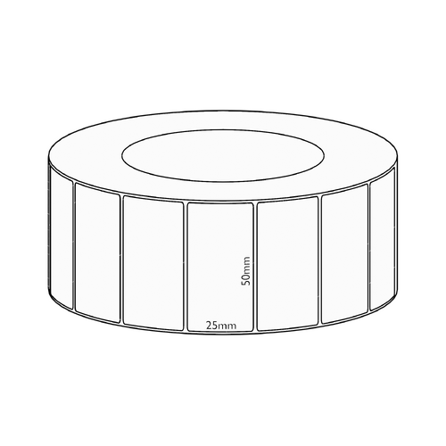 50x25mm Direct Thermal Permanent Label, 5350 per roll, 76mm core