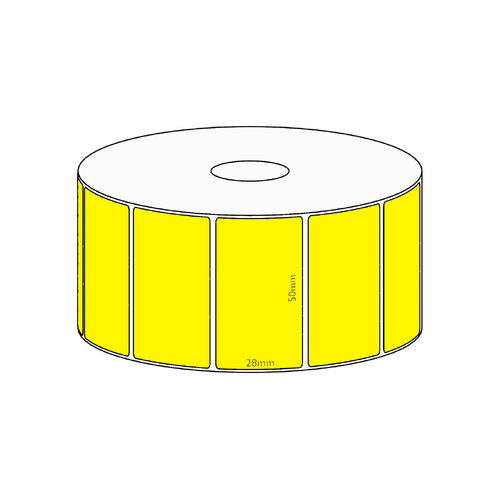 50x28mm Yellow Direct Thermal Permanent Label, 1600 per roll, 38mm core