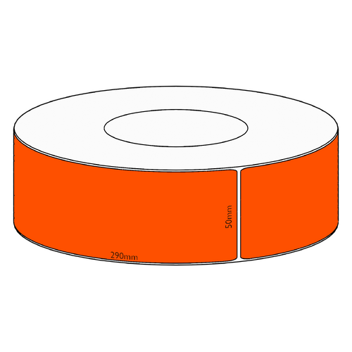 50x290mm Orange Direct Thermal Permanent Label, 500 per roll, 76mm core