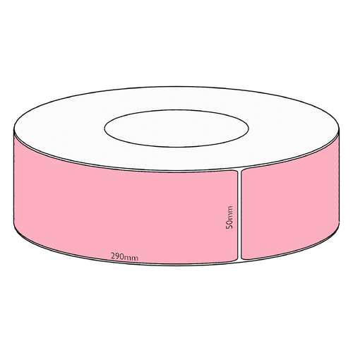 50x290mm Pink Direct Thermal Permanent Label, 500 per roll, 76mm core