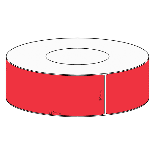 50x290mm Red Direct Thermal Permanent Label, 500 per roll, 76mm core