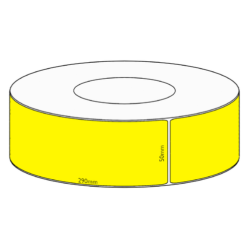 50x290mm Yellow Direct Thermal Permanent Label, 500 per roll, 76mm core