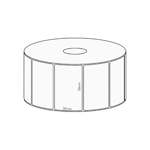 50x30mm Direct Thermal Permanent Label, 1500 per roll, 38mm core