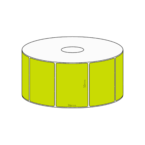 50x36mm Green Direct Thermal Permanent Label, 1300 per roll, 38mm core