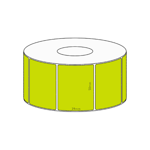 50x39mm Green Direct Thermal Permanent Label, 1200 per roll, 38mm core