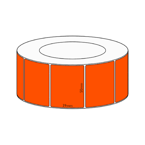50x39mm Orange Direct Thermal Permanent Label, 3550 per roll, 76mm core
