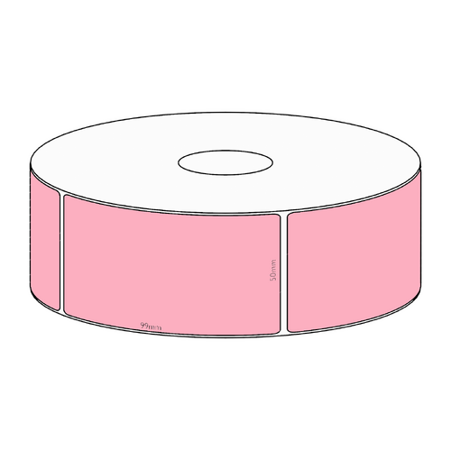 50x99mm Pink Direct Thermal Permanent Label, 500 per roll, 38mm core