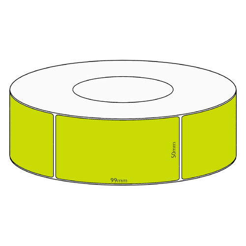 50x99mm Green Direct Thermal Permanent Label, 1450 per roll, 76mm core
