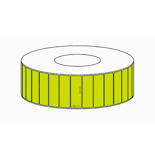 55x18mm Green Direct Thermal Permanent Label, 7150 per roll, 76mm core