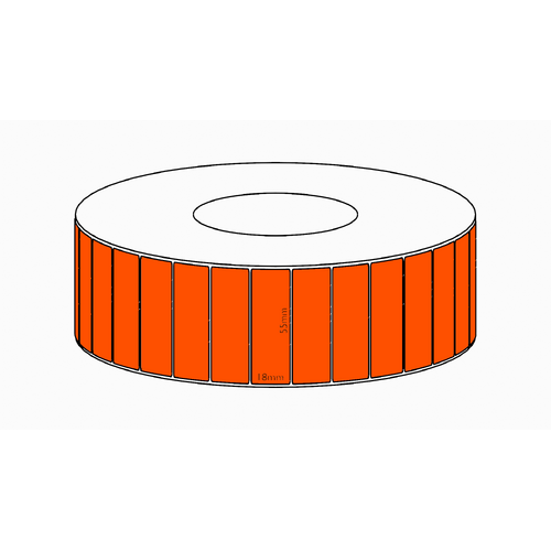 55x18mm Orange Direct Thermal Permanent Label, 7150 per roll, 76mm core