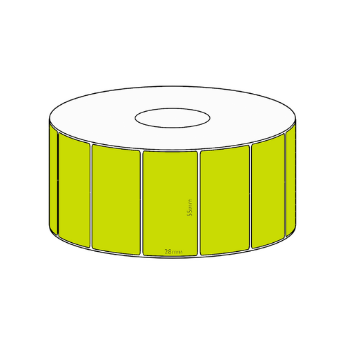 55x28mm Green Direct Thermal Permanent Label, 1600 per roll, 38mm core