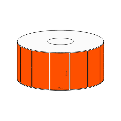 55x28mm Orange Direct Thermal Permanent Label, 1600 per roll, 38mm core