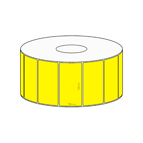 55x28mm Yellow Direct Thermal Permanent Label, 1600 per roll, 38mm core