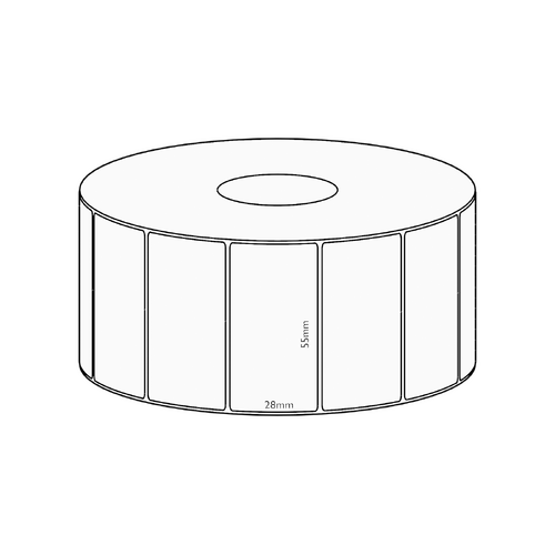 55x28mm Direct Thermal Permanent Label, 1600 per roll, 38mm core