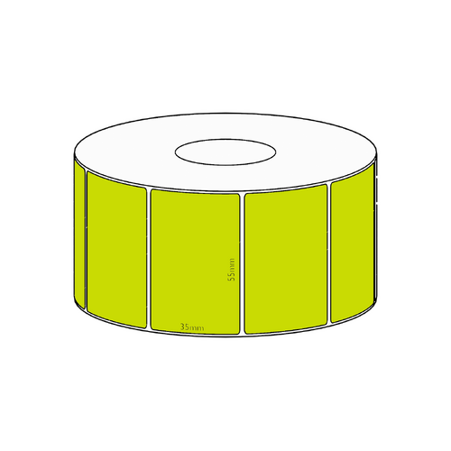 55x35mm Green Direct Thermal Permanent Label, 1300 per roll, 38mm core