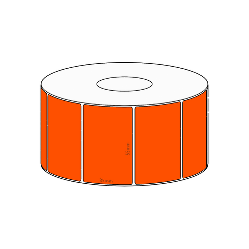 55x35mm Orange Direct Thermal Permanent Label, 1300 per roll, 38mm core