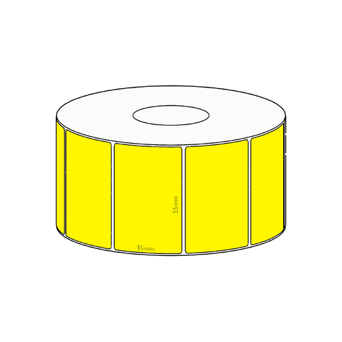 55x35mm Yellow Direct Thermal Permanent Label, 1300 per roll, 38mm core