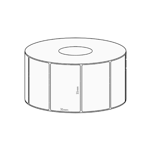 55x35mm Direct Thermal Permanent Label, 1300 per roll, 38mm core