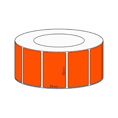 55x35mm Orange Direct Thermal Permanent Label, 3950 per roll, 76mm core