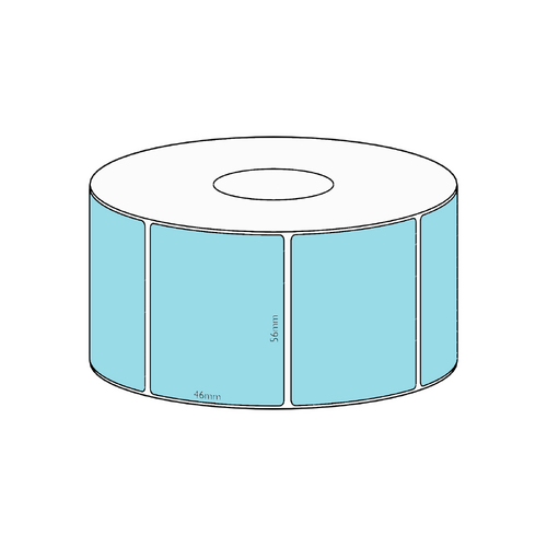 56x46mm Blue Direct Thermal Permanent Label, 1000 per roll, 38mm core