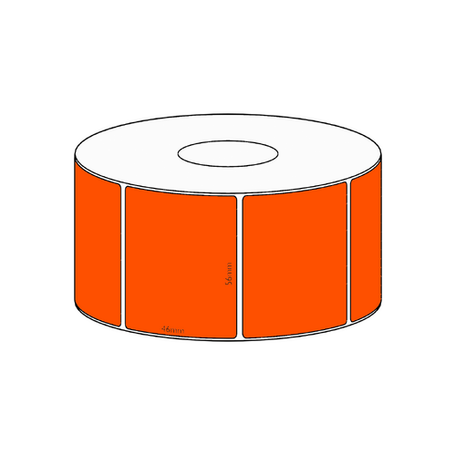 56x46mm Orange Direct Thermal Permanent Label, 1000 per roll, 38mm core