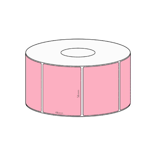 56x46mm Pink Direct Thermal Permanent Label, 1000 per roll, 38mm core