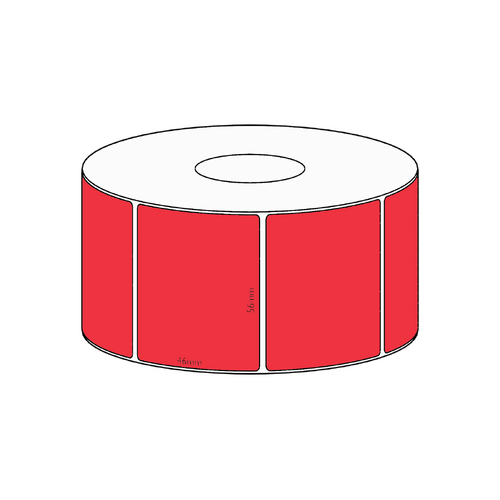 56x46mm Red Direct Thermal Permanent Label, 1000 per roll, 38mm core
