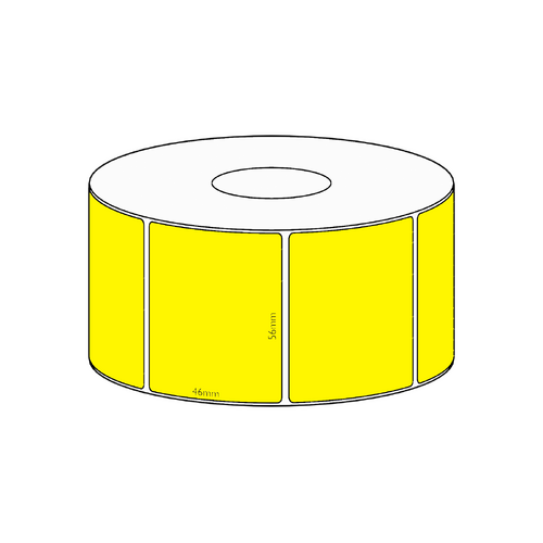 56x46mm Yellow Direct Thermal Permanent Label, 1000 per roll, 38mm core
