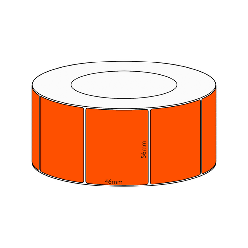 56x46mm Orange Direct Thermal Permanent Label, 3050 per roll, 76mm core