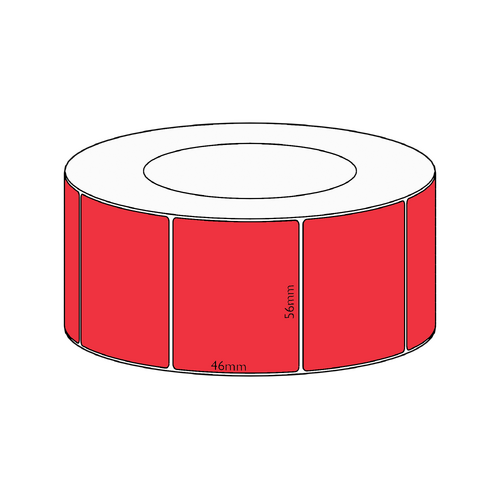 56x46mm Red Direct Thermal Permanent Label, 3050 per roll, 76mm core