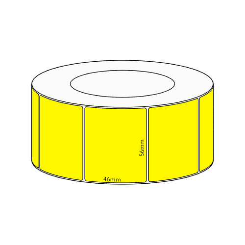 56x46mm Yellow Direct Thermal Permanent Label, 3050 per roll, 76mm core