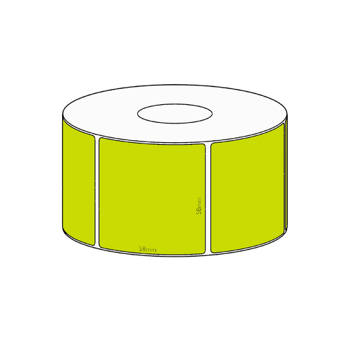 58x58mm Green Direct Thermal Permanent Label, 800 per roll, 38mm core