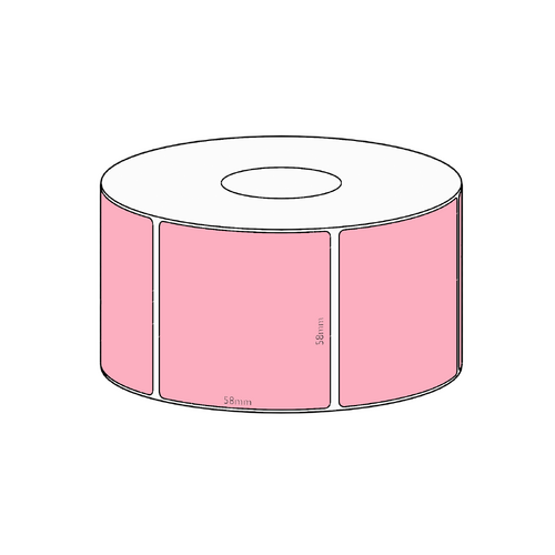 58x58mm Pink Direct Thermal Permanent Label, 800 per roll, 38mm core