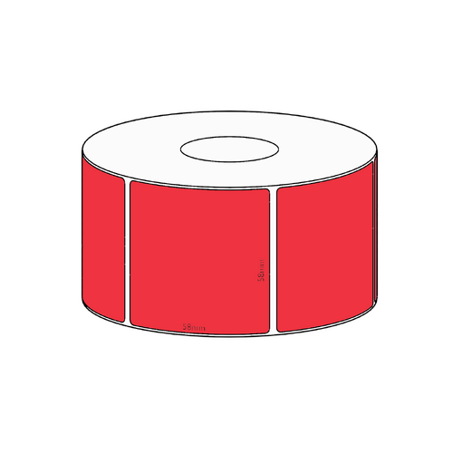 58x58mm Red Direct Thermal Permanent Label, 800 per roll, 38mm core