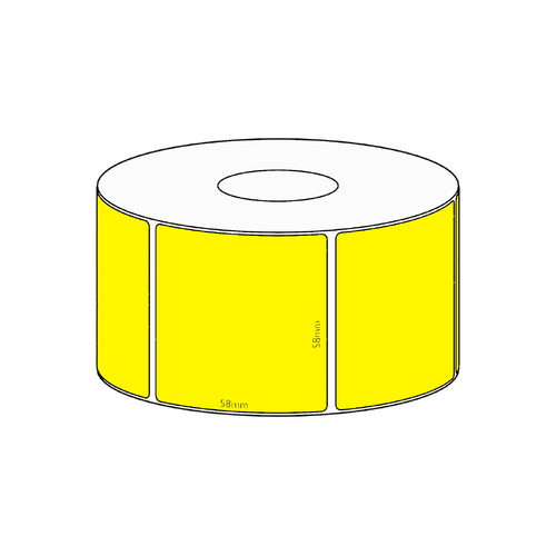 58x58mm Yellow Direct Thermal Permanent Label, 800 per roll, 38mm core