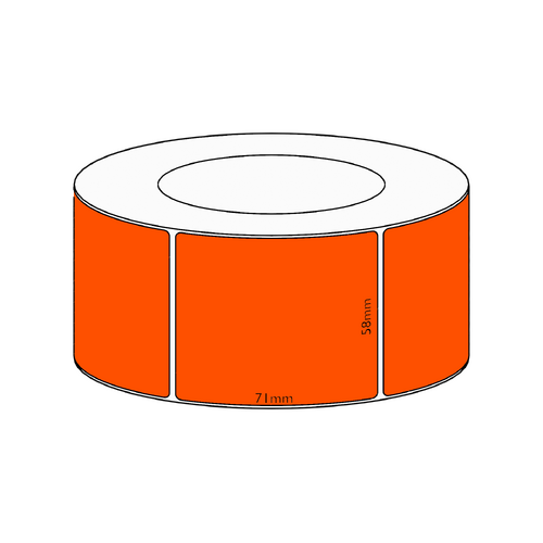 58x58mm Orange Direct Thermal Permanent Label, 2450 per roll, 76mm core